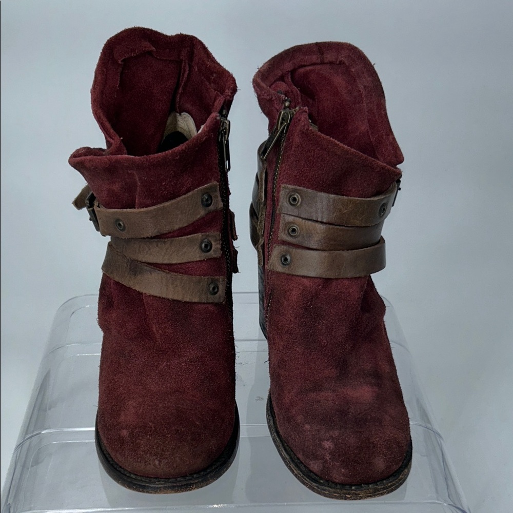 Freebird by Steven Womens Boots Size 8 Blaze Leather Red Wine Distressed Rare - Picture 4 of 11